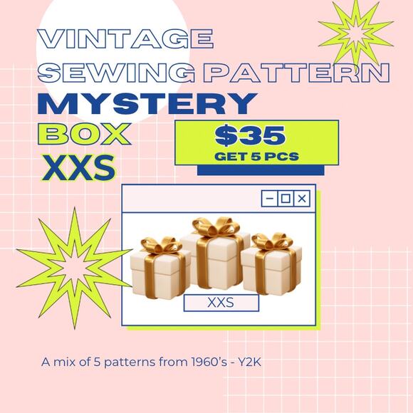Vintage Sewing Pattern Mystery Box WOMENS XXS 5 for $35 1960s - Y2K Any Style - Picture 1 of 2